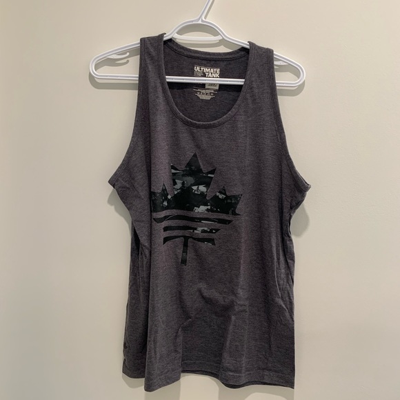 🤩 3 for $20 / Adidas Ultimate Grey Tank with Camo Maple Leaf - Picture 1 of 7